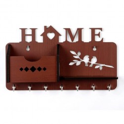 GG Exporter Wooden Key Stand for Wall | Key Holder for Home | Key Hanger (7 Hooks, MDF Brown)